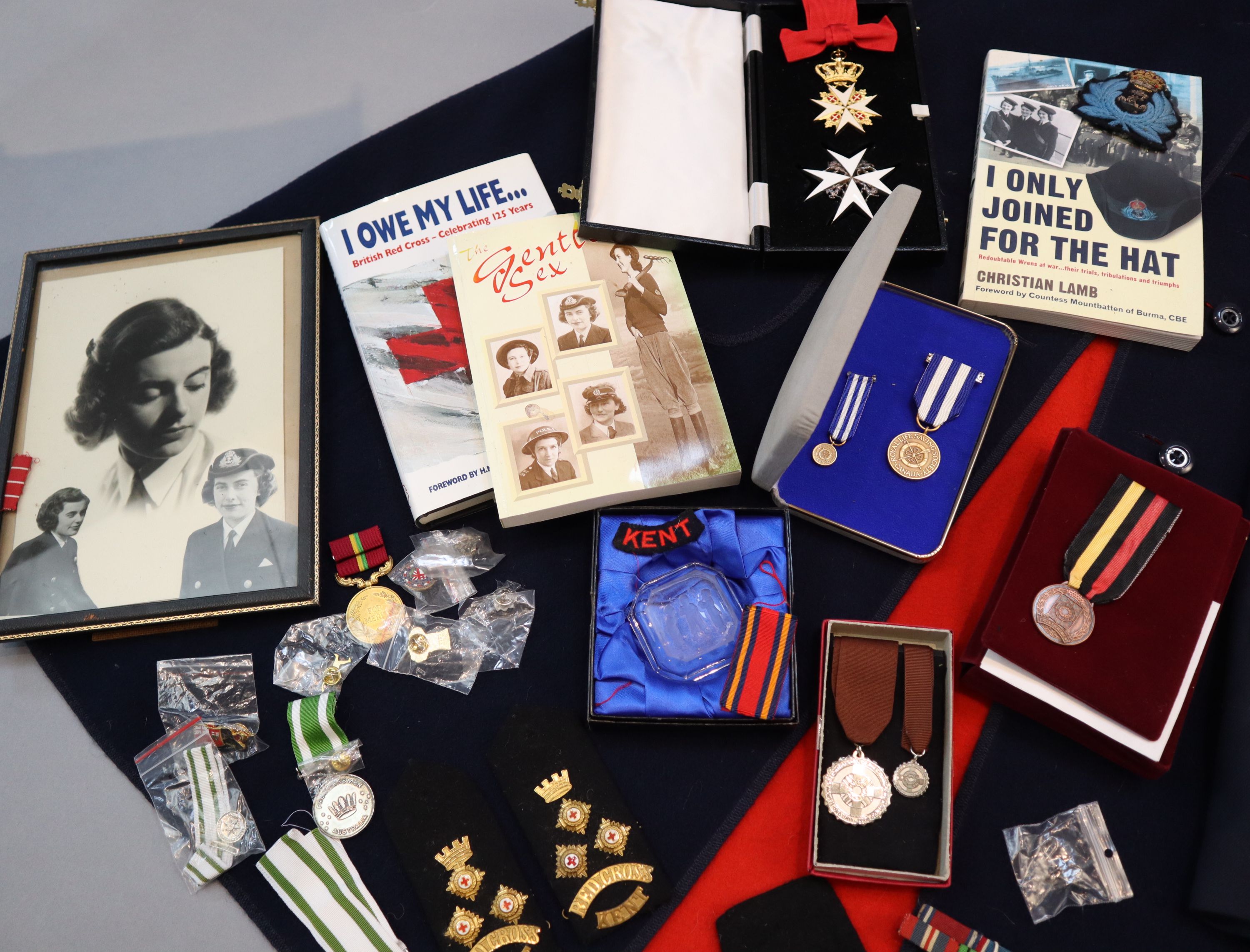 Lady Mountbattens Red Cross uniform, together with related awards, badges and other ephemera,